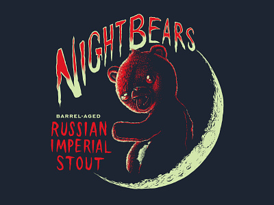 NightBears bear beer digital illustration label lettering moon night woodcut