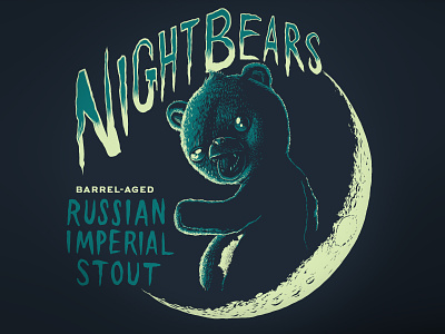 NightBears 2 bears beer branding digital illustration lettering moon night woodcut