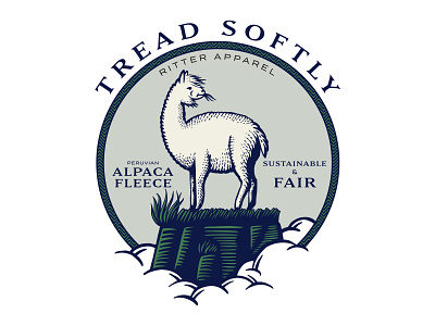 Tread Softly alpaca apparel branding illustration logo seal