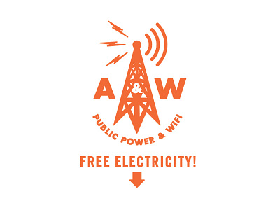 Free Electricity! lightning bolt logo radio tower restaurant sticker wifi window