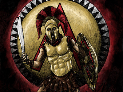 Spartan digital greece greek hoplite illustration paint pencil sketch sparta spartan