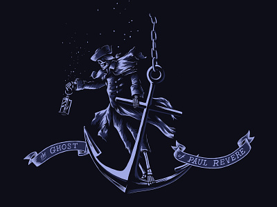 It's a Long Way Down anchor deep digital art illustration lettering nautical ocean paul revere sea skeleton