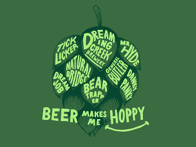 Beer Makes Me Hoppy beer brewery hops illustration ipa tshirts