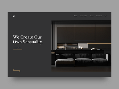 Interior Design Web Design Concept adobe xd dark web design minimalist modern web web design