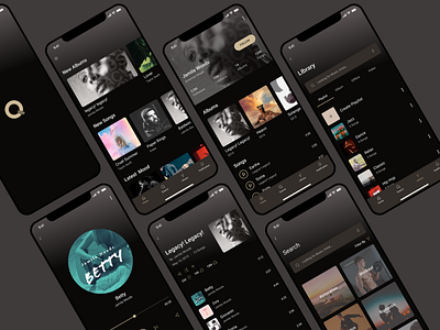 Music App Case Study adobe xd case study dark app minimalist app mobile app modern music app ux design