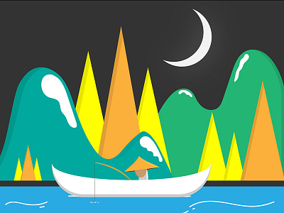 Moon Boater illustration illustrator simple vector