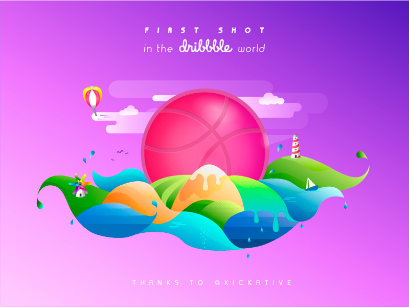 First Shot Grafika Studio illustration dribbble first shot debut flat illustration first shot