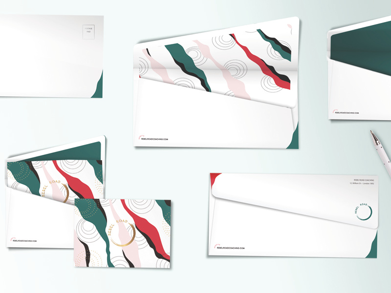 Rebel Road Envelopes thank you card note card envelopes graphic design business stationary design business stationary business coaching branding brand design brand