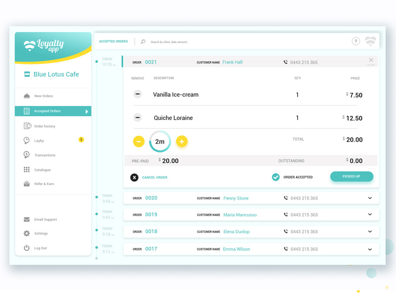 Loyalty App Merchant Screen shop manager merchant orders c-panel control panel website design ux ui ux design ui design web design