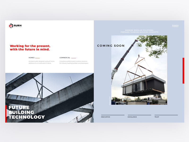 Rubix Coming Soon Page residential design commercial design clean ui trendy design building minimal architecture construction website coming soon page ui web design ui design website design