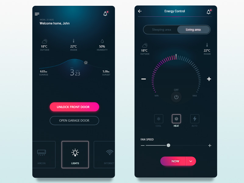 Smart home app concept temperature control ui design app ui design app design home app air conditioning app air conditioning sytem smart home app remote control smart home smarthome