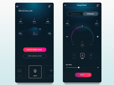 Smart home app concept air conditioning app air conditioning sytem app design app ui design home app remote control smart home smart home app smarthome temperature control ui design