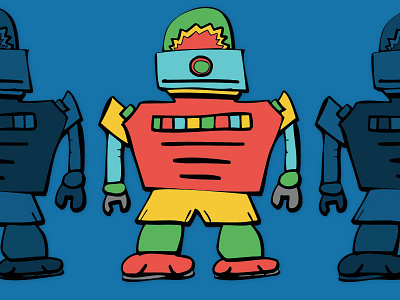 Robot Character illustrator sketching
