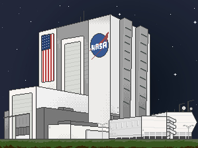 Nasa Headquarter Pixel-art 2d illustration cyberpunk arts illustration minimal nasa headquarter pixel art pixel art pixel illustration vector