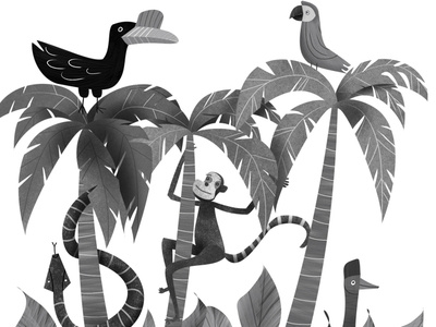 Its a jungle sort of day animals children book illustration editorial educational illustration