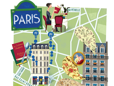Illustrated Map of Paris editorial illustrated map illustration lovers magazine map tourism travel