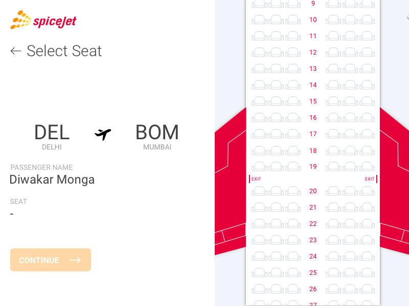 Flight Seat Book airline animation app card daily ui flight flight book seat book ui ux web