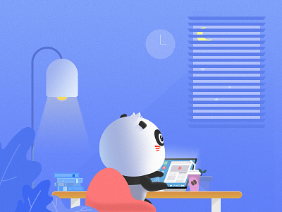 a bear in study illustration ui