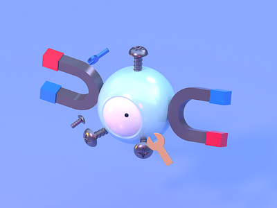 Pokémon Magnemite 3d 3dart arnold c4d character character design cinema4d design illustration master pokemon