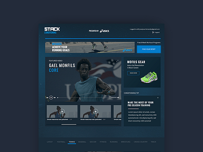 Stack Conditioning Web asics conditioning responsive sports tennis ui ux video workouts