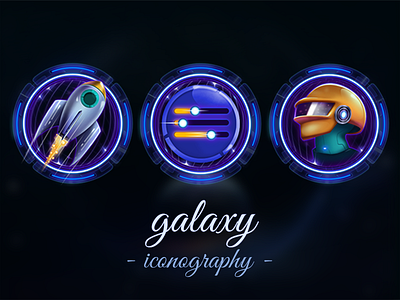 Galaxy Icons galaxy iconography icons illustration neon sci fi space tech ui