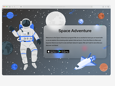 Space Adventure Landing Page DailyUI Day 3 app daily 003 dailyui design designinspiration designoftheday illustration landing page ui