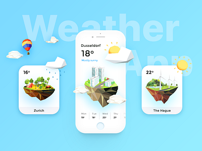 Weather App Daily UI color low poly ui weather