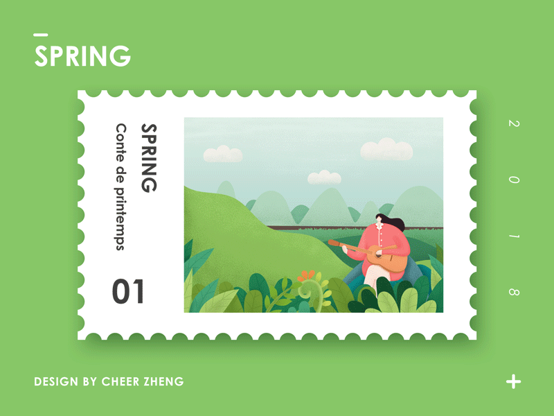 Spring_Conte de printemps animation gif illustration spring stamp vector