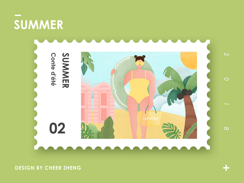 Summer_ Conte d'été animation design gif stamp summer vector