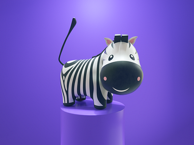 Zebra 3D 3d character cute illustration mood zebra