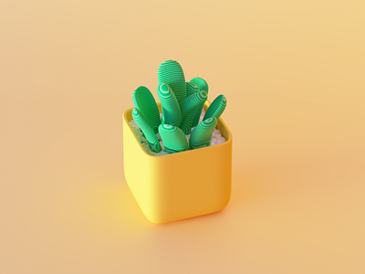 The Succulents 3d cute illustration peachy plant pot succulents