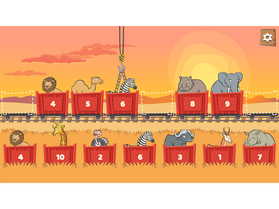 Wagon level from Safari Train 123 math game