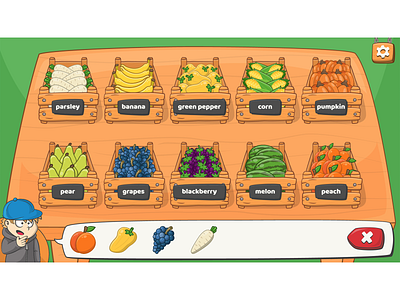 Vegetables/fruits level from Mini market memory training game assets cartoon character cartoon fruit cartoon game cartoon illustration cartoon style cartoon vegetables fruit illustration fruits game art game artist game assets game design game development game ui level design memory game ui design vegetable illustration vegetables