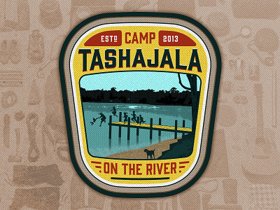 Camp TASHAJALA Patch badge camp camping fun ginfont lake logo mattox patch river summer vectormill vintage