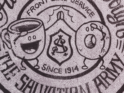 The Salvation Army - FLS - for National Donut Day 1914 coffee donuts drawn front fun grunge hand lettering line monogram national service tradition tsa tshirt wardrobe