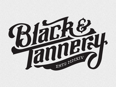 Black & Tannery™ black blacksmith handlettered leather logo tannery