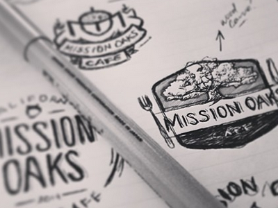 Mission Oaks Cafe Sketchin' badges bw cafe cali columbus creative design logos mission oaks sketches vintage