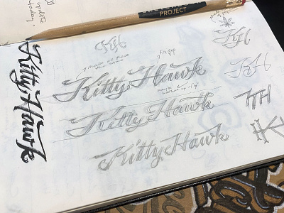 Kitty Hawk Script Process branding design kitty hawk lettering logo monogram process script sketches