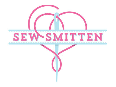 Sew Smitten Logo blue crafty girly logo needle pink sew smitten stiches thread
