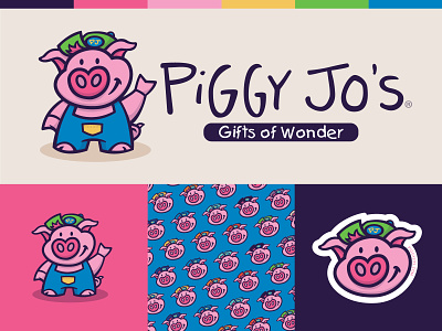 Piggy Jo's® Branding badge brand branding childrens clothing clothing store design illustration lettering logo ui