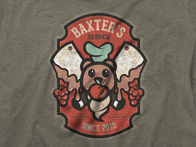 Baxter's BBQ apple b3ar fruit badge baxter bbq bear chef cleaver fruit grapes sauce