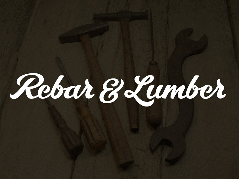 Rebar & Lumber axe construction consulting hand lettering logo lumber rebar rough lettering sledge hammer tools