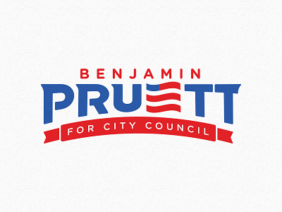 Benjamin Pruett for City Council! ben blue city council e flag friends logo political red ribbon white