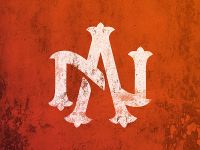 NA Monogram grunge letters monogram na notches orange rough shadow white