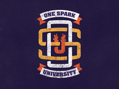 One Spark University badge faith logo ministry monogram one spark orange university white yellow