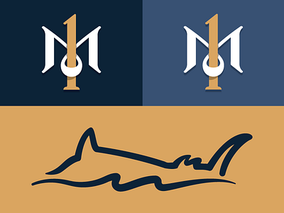 OneMore Nautical Brand 1m blue marlin blues branding deep sea fishing boat gold logo monogram nautical