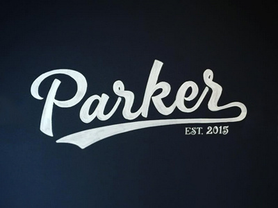 "Parker" baby black chalk chalkboard large letters lettering nursery p parker script wall art white