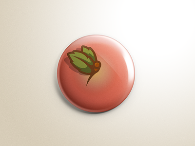 Peach Button for Inch X Inch art ed button buttons inch x inch leaves peach stem top view
