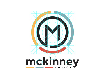 Mckinney Church blue branding church circles faith brand logo m red symmetrical yellow