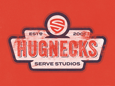 Servin' Up Hugs! badge blue hat hugnecks hugs patch red orange serve studios vintage worn